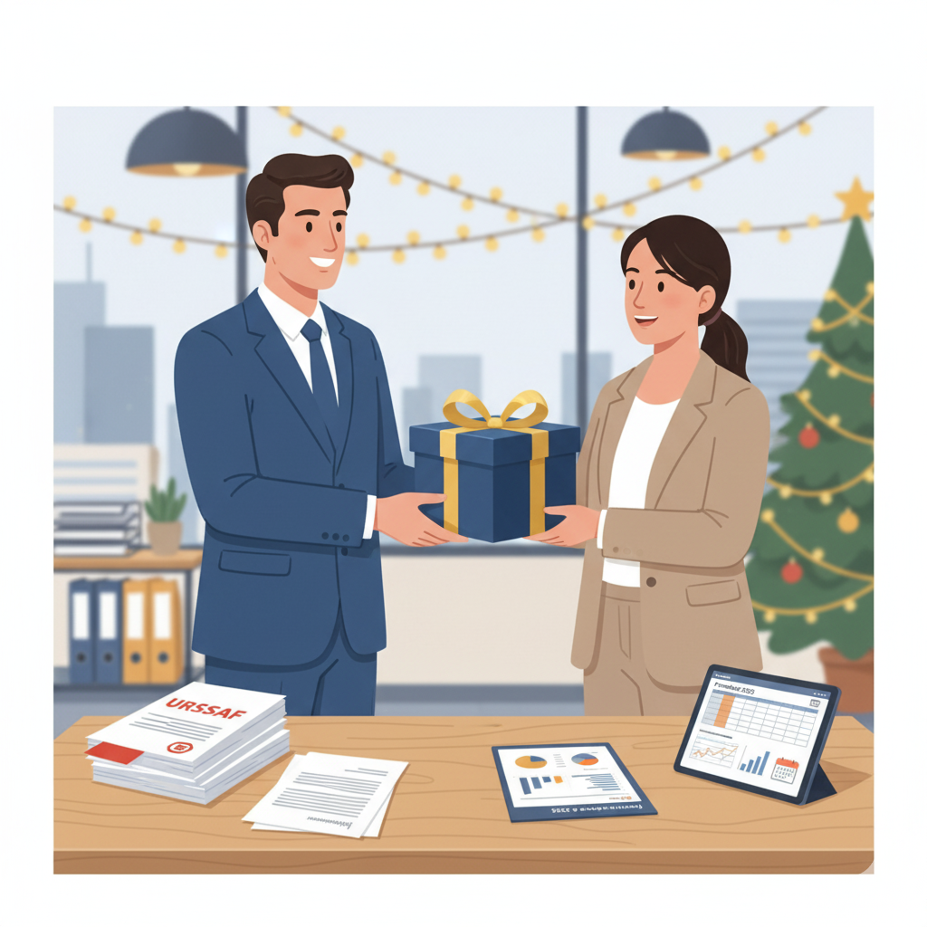 employeur remettant un cadeau à un salarié dans un contexte d’entreprise