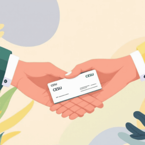 Mains qui se croisent en coeur sur un cheque CESU